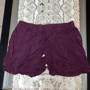 Ragwear burgundy linen blend shorts